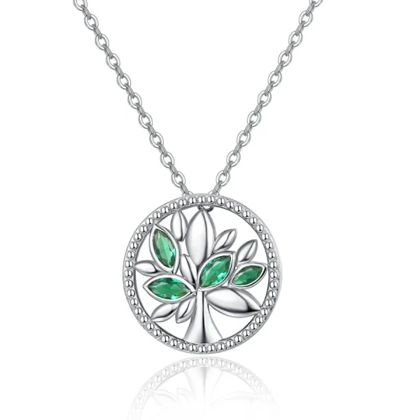 Sterling Silver Tree of Life Pendant Necklace-0