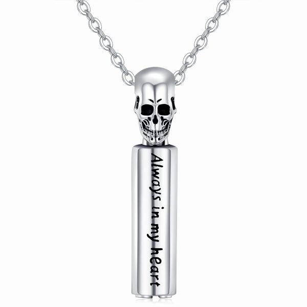 Sterling Silver Skull Urn Necklace-0