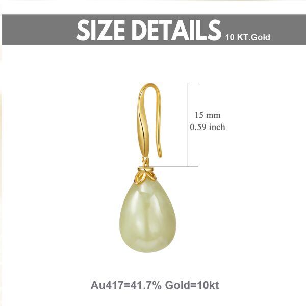 14K Gold Plated Jade Dangling Earrings-1