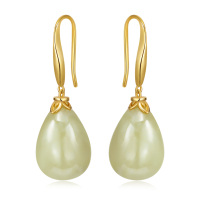 wholesale Gold Teardrop Jade Drop Earrings for Women- Gold Plated
