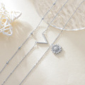 wholesale 925 Sterling Silver Layered V-Shaped & Sunflower Pendant Necklace Valentine's Day Gift for Women and Teen Girls-0-5