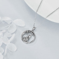 wholesale 925 Sterling Silver Round Life Tree Pendant Necklace w/ Howling Wolf Design Fine s for Women & Girls-0-3