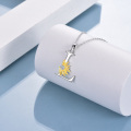 wholesale 925 Sterling Silver Flower Initial L Necklace for Women Girls Alphabet -0-3