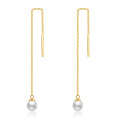 wholesale Gold 14K Freshwater Pearl Threader Drop Earrings for Women's Fashion s-0-0