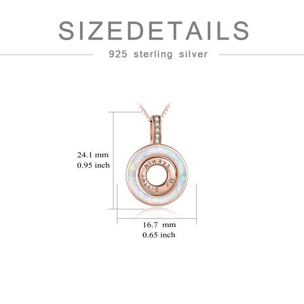 Sterling Silver "Always My Sister" Rotating Opal Pendant Necklace-1