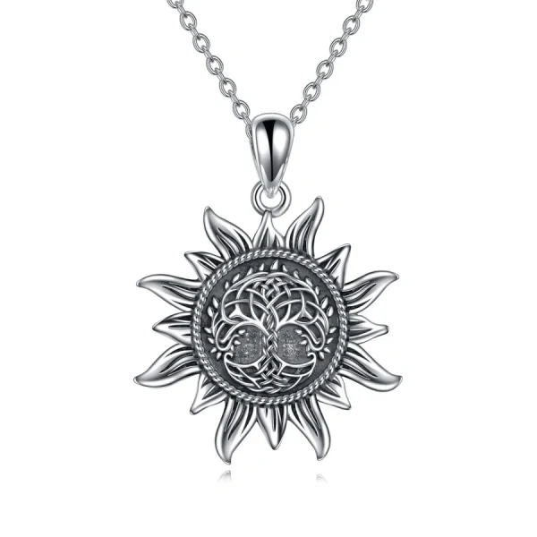 Sterling Silver Oxidized Celtic Tree of Life Pendant Necklace-0