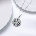wholesale 925 Sterling Silver Round Cut Blue Topaz Gemstone Family Tree Pendant Necklaces for Mom Gifts on Mothers Day-0-2