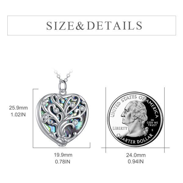 Sterling Silve Tree Of Life Urn Necklace With Abalone Shell-1