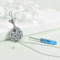 wholesale 925 Sterling Silver Heart Shaped Tree of Life Urn Pendant Necklace with Abalone Shell and CZ Stones-0-3