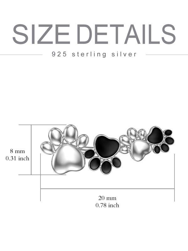 Sterling Silver Enamel Pet Paw Climber Earrings-1