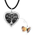 wholesale 925 Sterling Silver Metal Black Onyx Tree of Life Heart Locket Necklace for Women and Teenagers-0-1