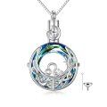 wholesale 925 Sterling Silver Zodiac Locket with Blue Topaz and Cubic Zirconia Funnel Keepsake Jewelry-0-0