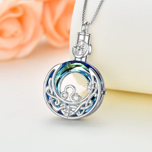 Sterling Silver Leo Urn Necklace With Crystal-6