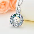 wholesale 925 Sterling Silver Zodiac Locket with Blue Topaz and Cubic Zirconia Funnel Keepsake Jewelry-0-6