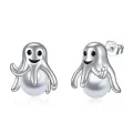 wholesale 925 Sterling Silver Ghost Stud Earrings with Pearls - Halloween Gifts for Women and Girls-0-0