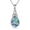 wholesale 925 Sterling Silver Abalone Shell Triquetra Pendant Necklaces for Women Irish Lucky Charm s 45cm Chain Length-0-0