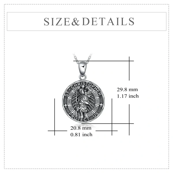 Sterling Silver Saint Christopher Pendant Necklace With Stainless Steel Chain-1