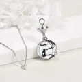 wholesale 925 Sterling Silver Round Black Cat Moon Wolf Design Keepsake Pendant Necklace for Pet Ashes Memory Jewelry-0-3