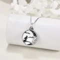 wholesale 925 Sterling Silver Round Black Cat Moon Wolf Design Keepsake Pendant Necklace for Pet Ashes Memory Jewelry-0-4