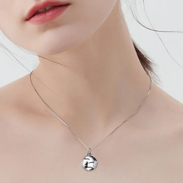 Sterling Silver Black Rhodium Plated Cat Urn Necklace-5