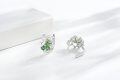 wholesale 925 Sterling Silver Green Crystal Clover Studs  for Women-0-4