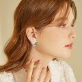 wholesale 925 Sterling Silver Green Crystal Clover Studs  for Women-0-6