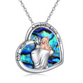 wholesale 925 Sterling Silver Abalone Shell Heart Pendant Necklace - Always Love You Forever Birthday Gift for Daughter from Dad and Mom-0-0