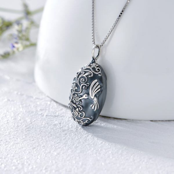 Sterling Silver Robin Bird Urn Necklace -4