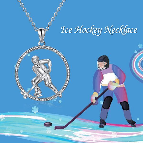 Sterling Silver Ice Hockey Player Pendant Necklace-2