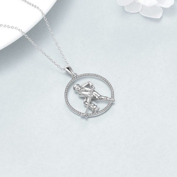 Sterling Silver Ice Hockey Player Pendant Necklace-4