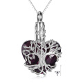 wholesale Sterling Silver Blue Crystal Tree of Life Urn Necklace for Ashes - Rhodium Plated-0-25