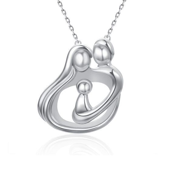 Sterling Silver Parent Child Pendant Necklace-0