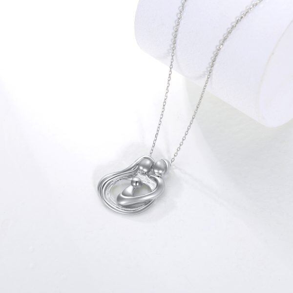 Sterling Silver Parent Child Pendant Necklace-5