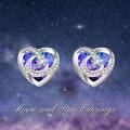 wholesale 925 Sterling Silver Moon & Star Studs with Purple Crystals - Romantic Gifts for Her-0-15