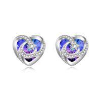 wholesale 925 Sterling Silver Moon & Star Studs with Purple Crystals - Romantic Gifts for Her- Rhodium Plated