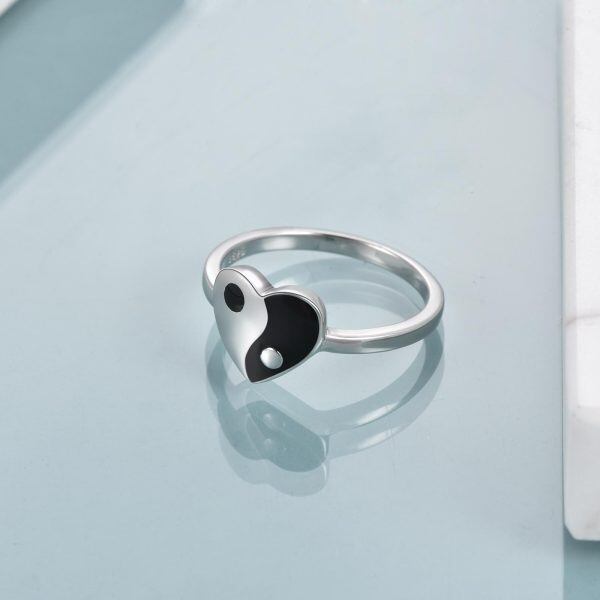 Sterling Silver Heart Yin Yang Unique Rings-1