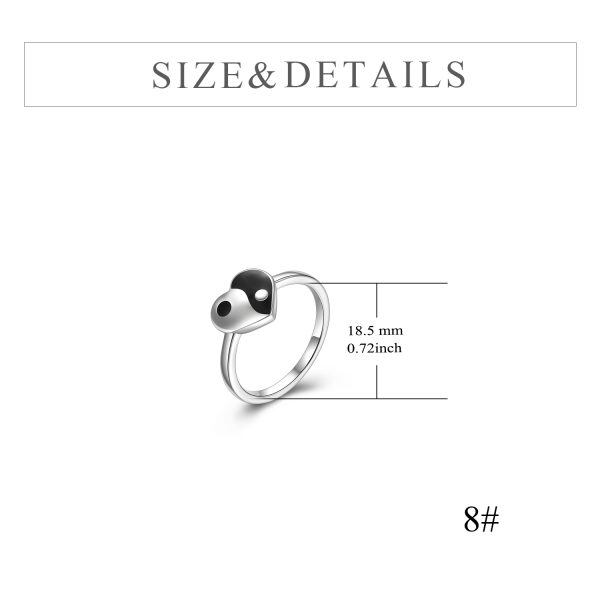 Sterling Silver Heart Yin Yang Unique Rings-3