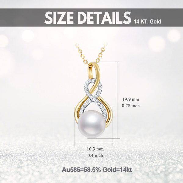 14K Gold Freshwater Pearl Infinity Pendant Necklace-1