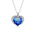 wholesale 925 Sterling Silver Blue Heart Shape Austrian Crystal Caduceus LPN Pendant Necklace for Nurses Gifts-0-0
