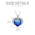 wholesale 925 Sterling Silver Blue Heart Shape Austrian Crystal Caduceus LPN Pendant Necklace for Nurses Gifts-0-1