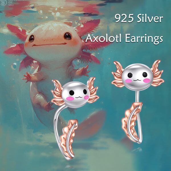 Sterling Silver Axolotl Jacket Earrings-2