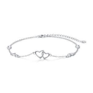 Sterling Silver Infinity Heart Bead Anklets Bracelets-0