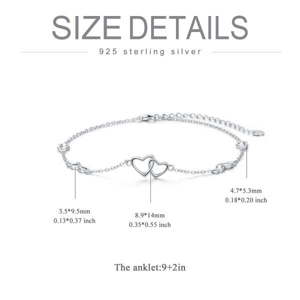 Sterling Silver Infinity Heart Bead Anklets Bracelets-1