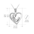 wholesale 925 Sterling Silver Love Heart Mother & Child Pendant Necklaces Birthdays Gifts for Mom Women Girls Jewelry Accessories-0-1