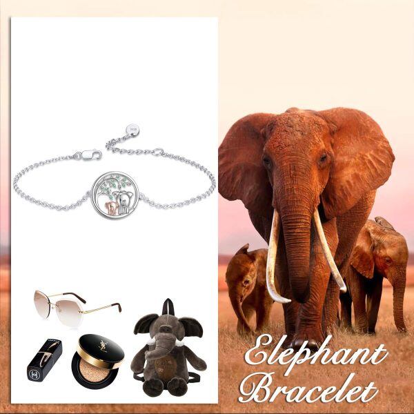 Sterling Silver Elephant Chain Bracelets-2