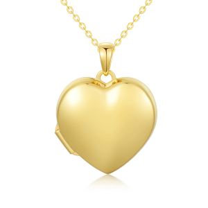 14K Solid Gold Heart Locket Necklace-0