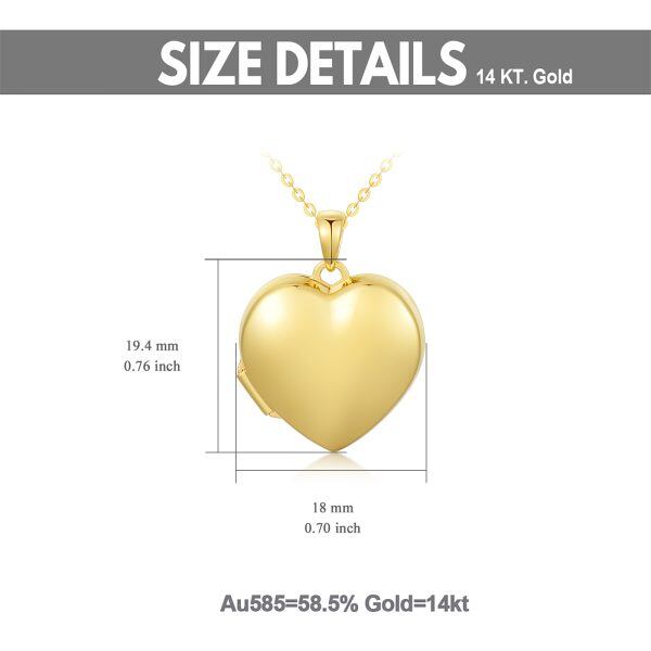 14K Solid Gold Heart Locket Necklace-1