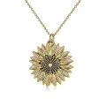 wholesale Sterling Silver Birthstone Sunflower Locket Necklace You Are My Sunshine Gift - Two Tone-0-1