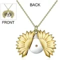 wholesale Sterling Silver Birthstone Sunflower Locket Necklace You Are My Sunshine Gift - Two Tone-0-2