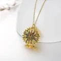 wholesale Sterling Silver Birthstone Sunflower Locket Necklace You Are My Sunshine Gift - Two Tone-0-3